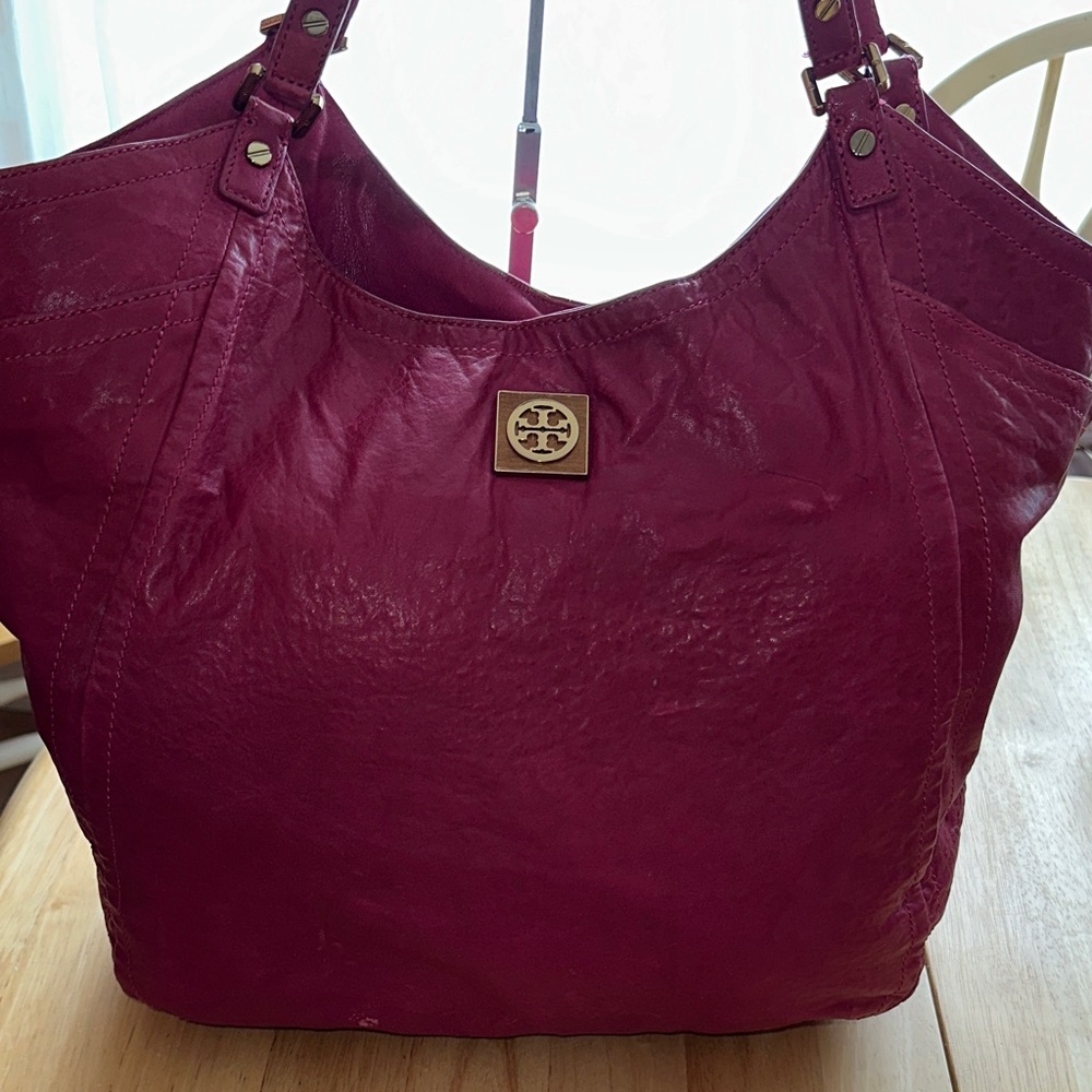Tory Burch Magenta Leather Shoulder Bag